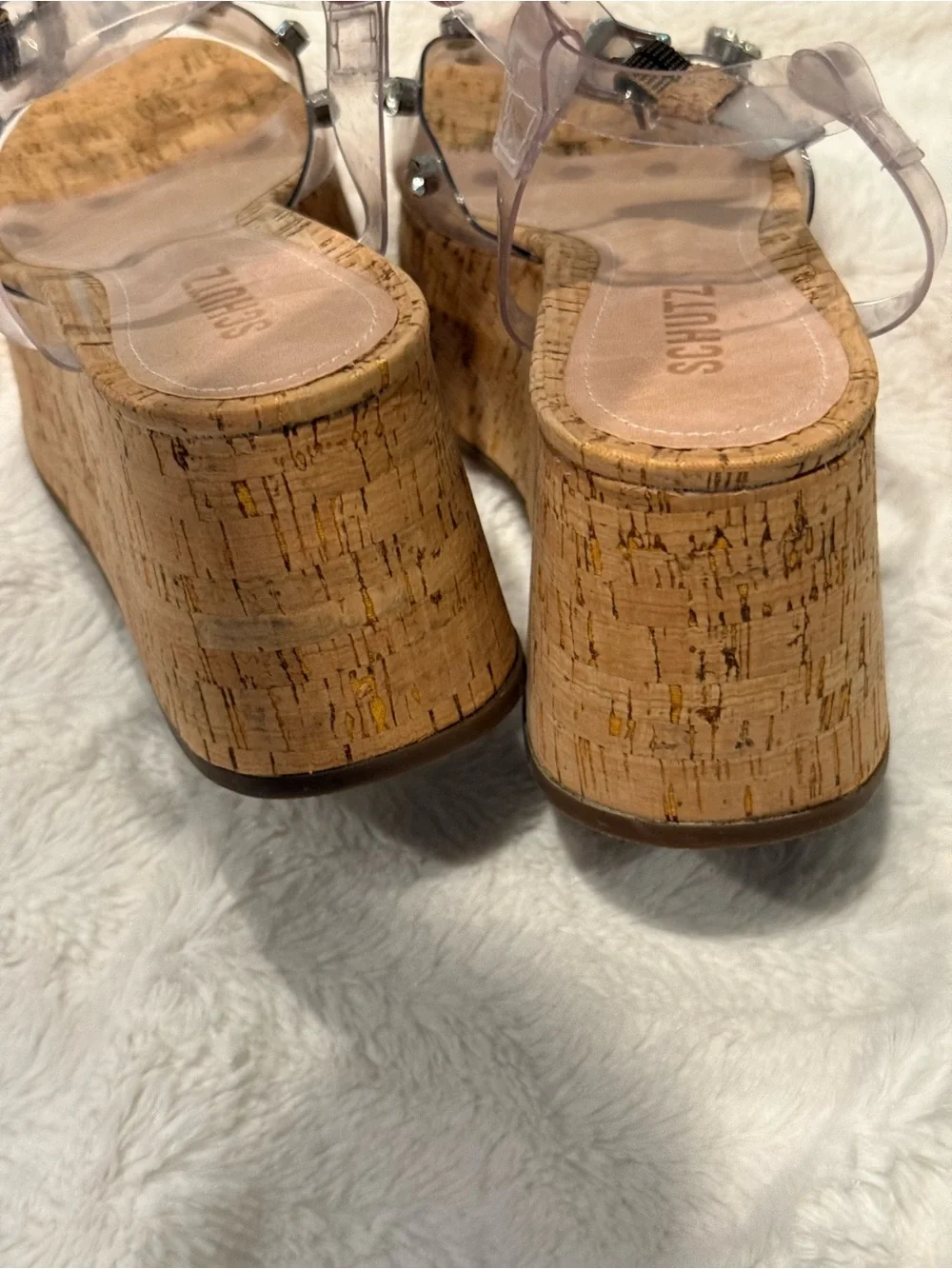 Schutz clear vinyl strappy platform sandals 8.5